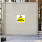 Rectangle warning sticker with yellow hazard sign and text “DANGER Men at work”