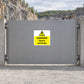 Danger quarry workings sticker: yellow warning triangle with DANGER Quarry workings text