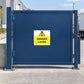 Yellow danger warning sticker with triangle and text 'DANGER Lorries'