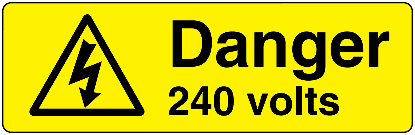 Danger 240 volts warning sticker with lightning bolt triangle