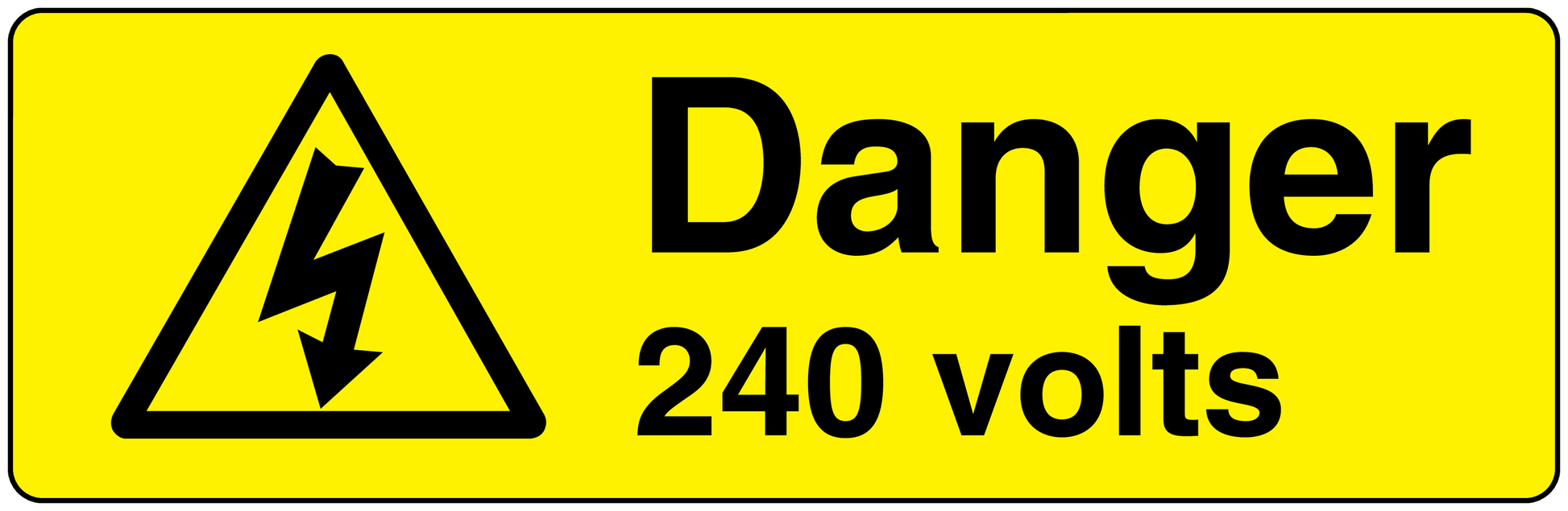 Danger 240 volts warning sticker with lightning bolt triangle