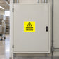 Rectangle danger 240 volts sticker: yellow warning label with black lightning and DANGER 240 volts