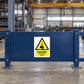 Danger overhead crane warning sticker with yellow triangle and DANGER Overhead crane text