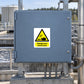 Dangerous chemicals warning sticker with hazard triangle and 'Dangerous chemicals' text