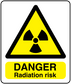 Radiation risk warning sticker with trefoil icon and DANGER Radiation risk text