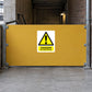 Yellow danger warning sticker with exclamation triangle and text “DANGER No safe access”