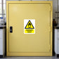 Danger oxidizing material safety sticker with black hazard triangle and DANGER text