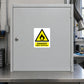 Highly flammable danger sticker with flame icon and yellow warning label