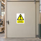 Danger dust hazard warning sticker: yellow triangle with exclamation mark
