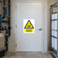 Danger chlorine warning sticker with yellow hazard triangle and 'DANGER Chlorine' text