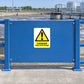 Rectangular danger warning sticker with yellow triangle exclamation and Deep active sludge.
