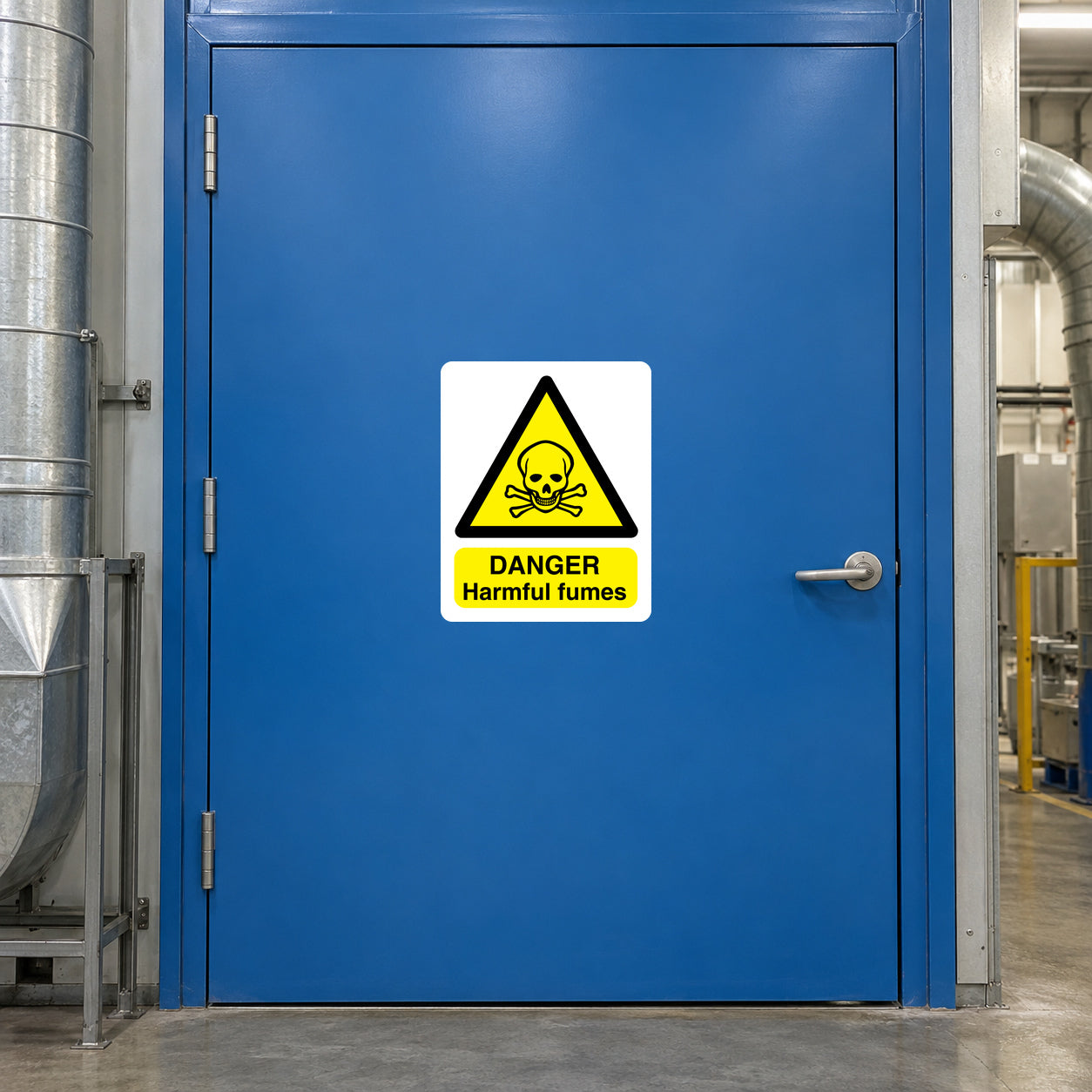 Danger harmful fumes warning sticker with biohazard symbol and hazard text