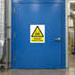 Danger harmful fumes warning sticker with biohazard symbol and hazard text