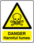 Danger harmful fumes warning sticker with skull hazard triangle