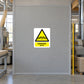 Danger noise warning sticker with yellow triangle and 'DANGER Noise' text