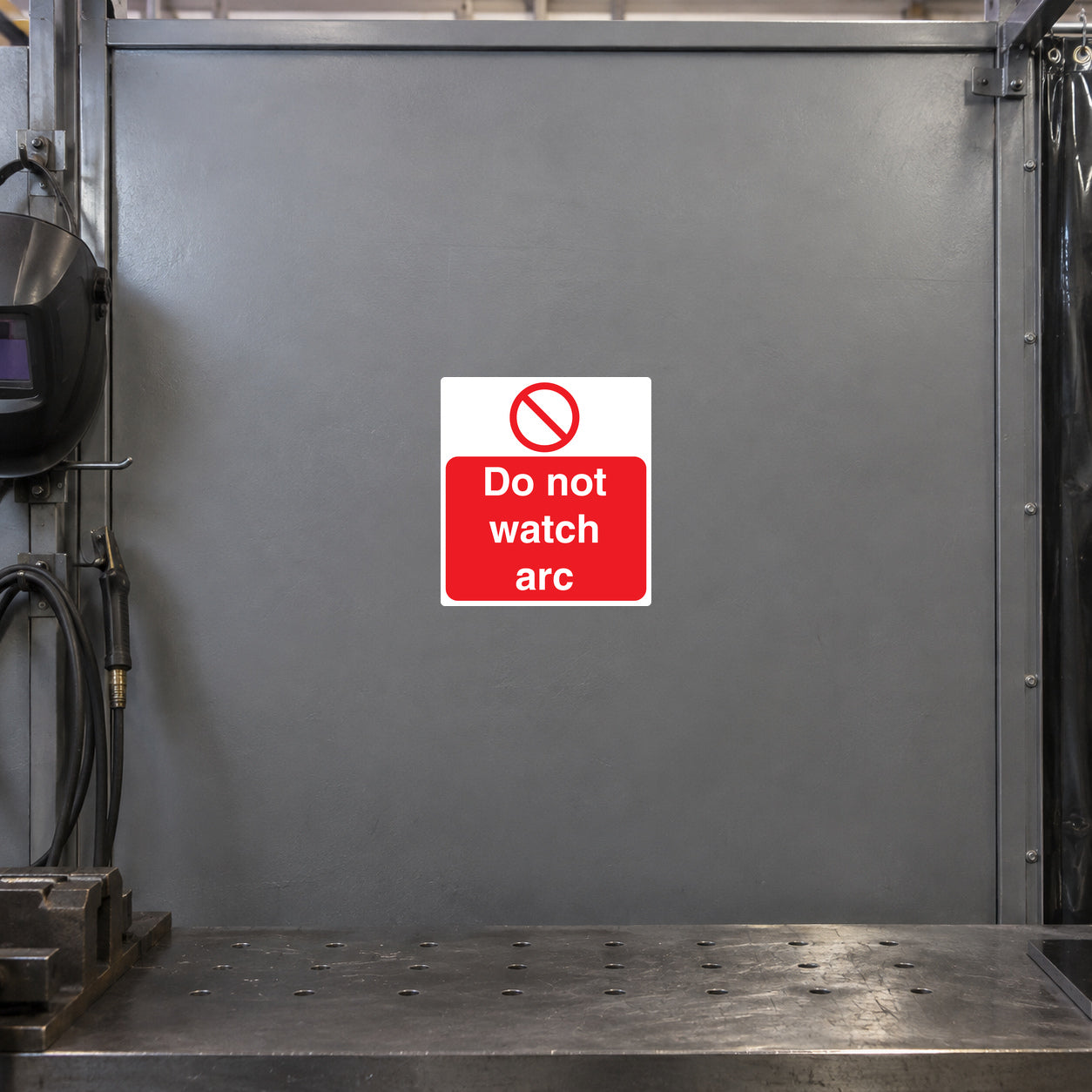 Do not watch arc sticker with red square sign and no-symbol over white background