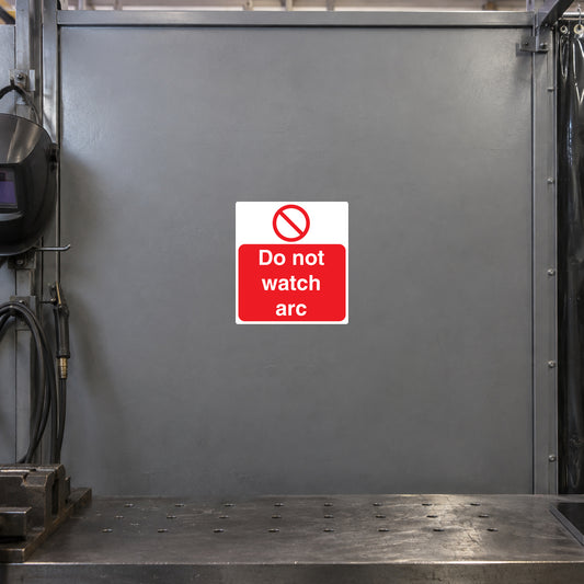 Do not watch arc sticker with red square sign and no-symbol over white background