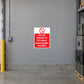 Safety warning sticker: red slashed hand icon, 'Do not attempt to lift heavy loads single handed'