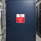 Warning sticker with red border and text "Do not switch off"