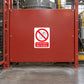 Warning sticker with red no-touch icon and text on white square