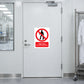 Rectangular warning sticker reading “Clean area, no unauthorized entry” with no-entry icon