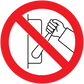 Do not pull sticker with red no-pull symbol and hand icon