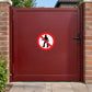 No people prohibition sticker with red circle and slash over a human silhouette
