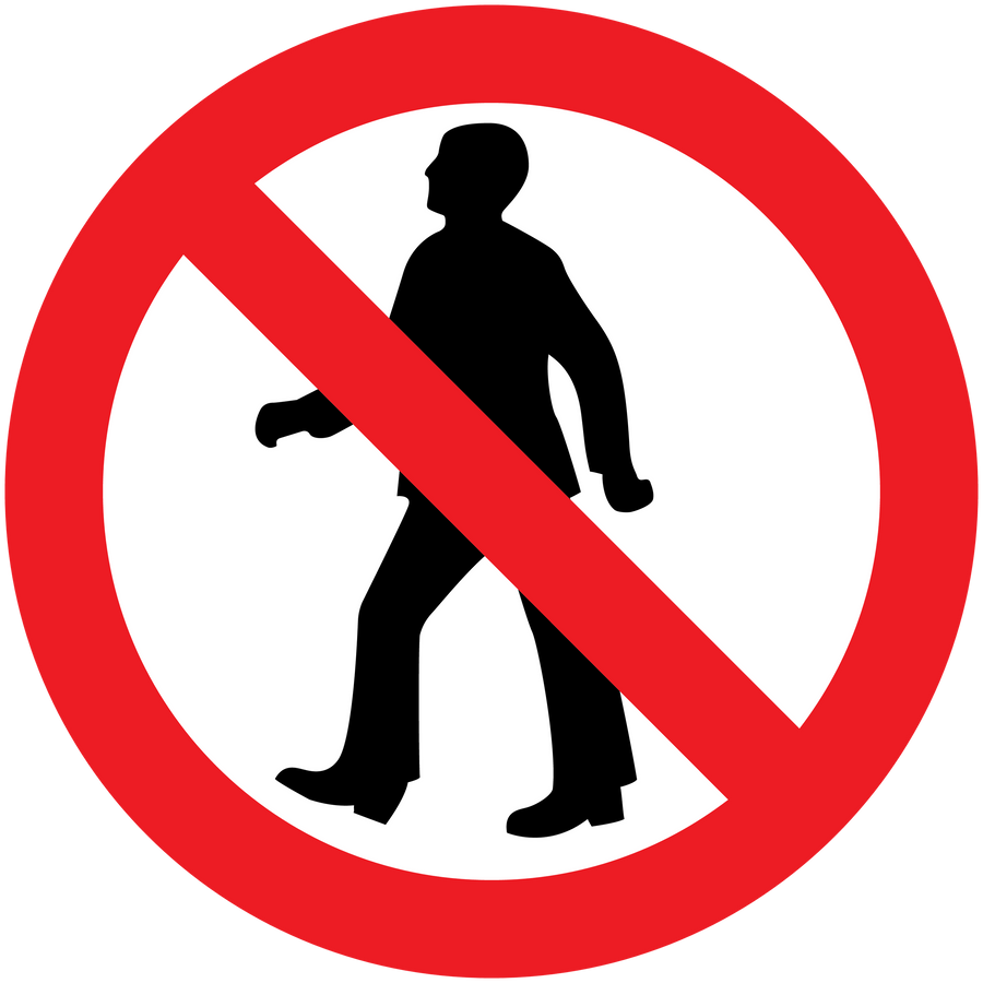 No people sticker with red prohibition sign and black person silhouette