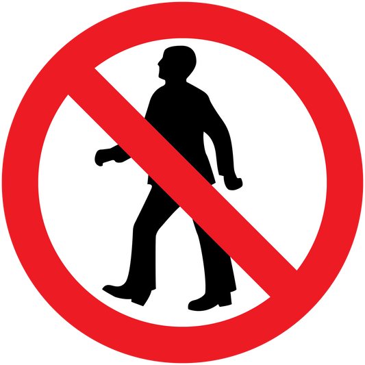 No people sticker with red prohibition sign and black person silhouette