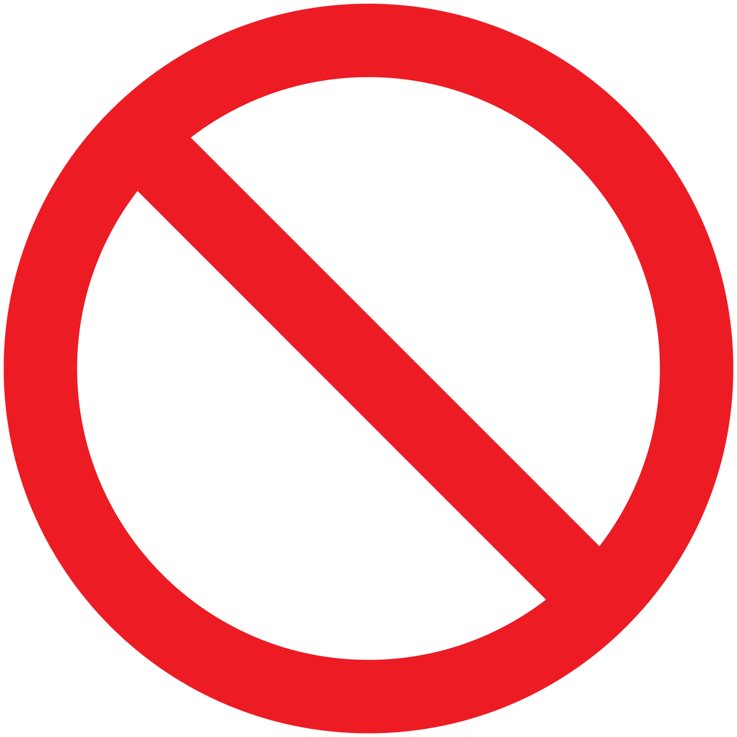 Red prohibition symbol with diagonal slash inside a circle