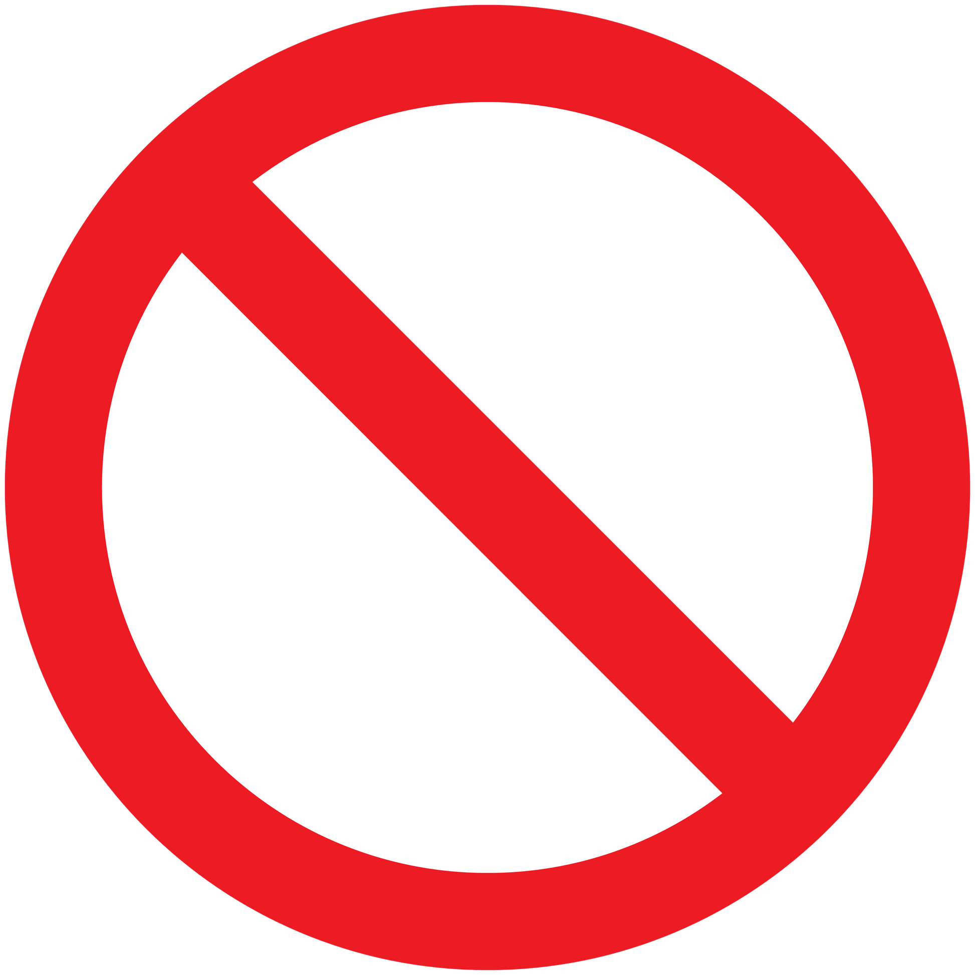 Red prohibition symbol with diagonal slash inside a circle