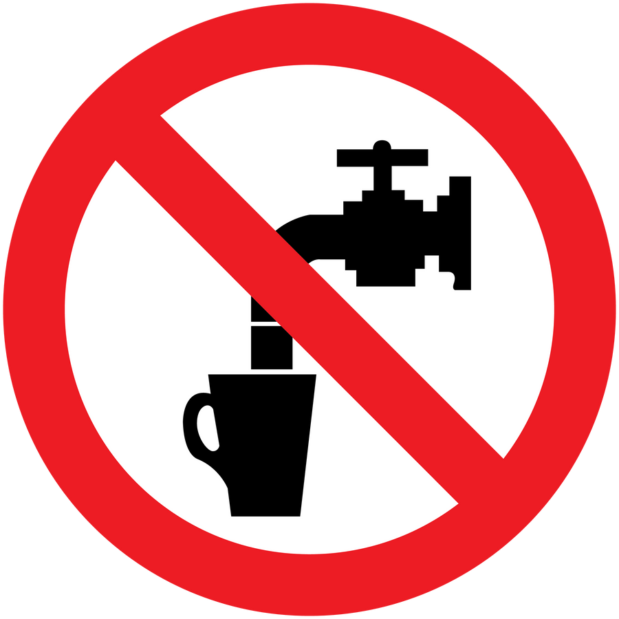 Do not drink sticker with red prohibition sign over drink cup icon