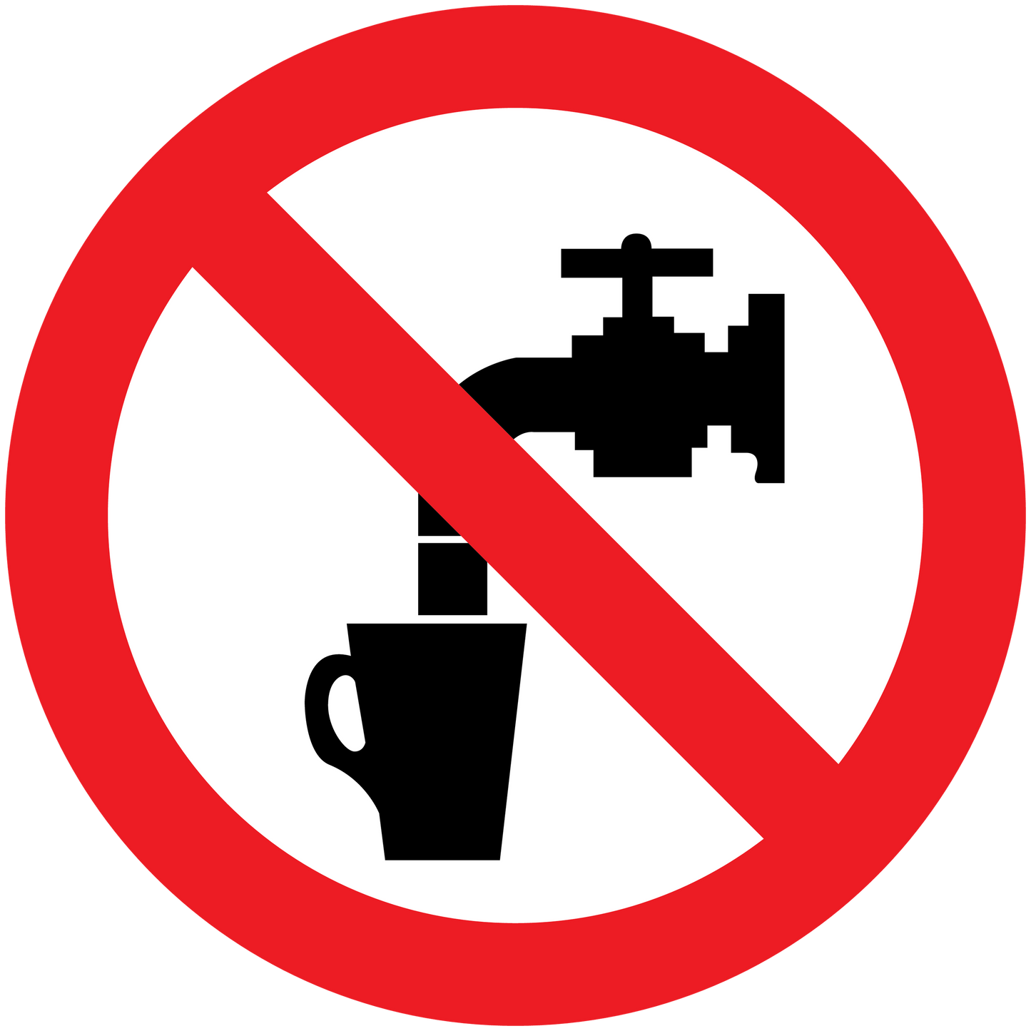 Do not drink sticker with red prohibition sign over drink cup icon