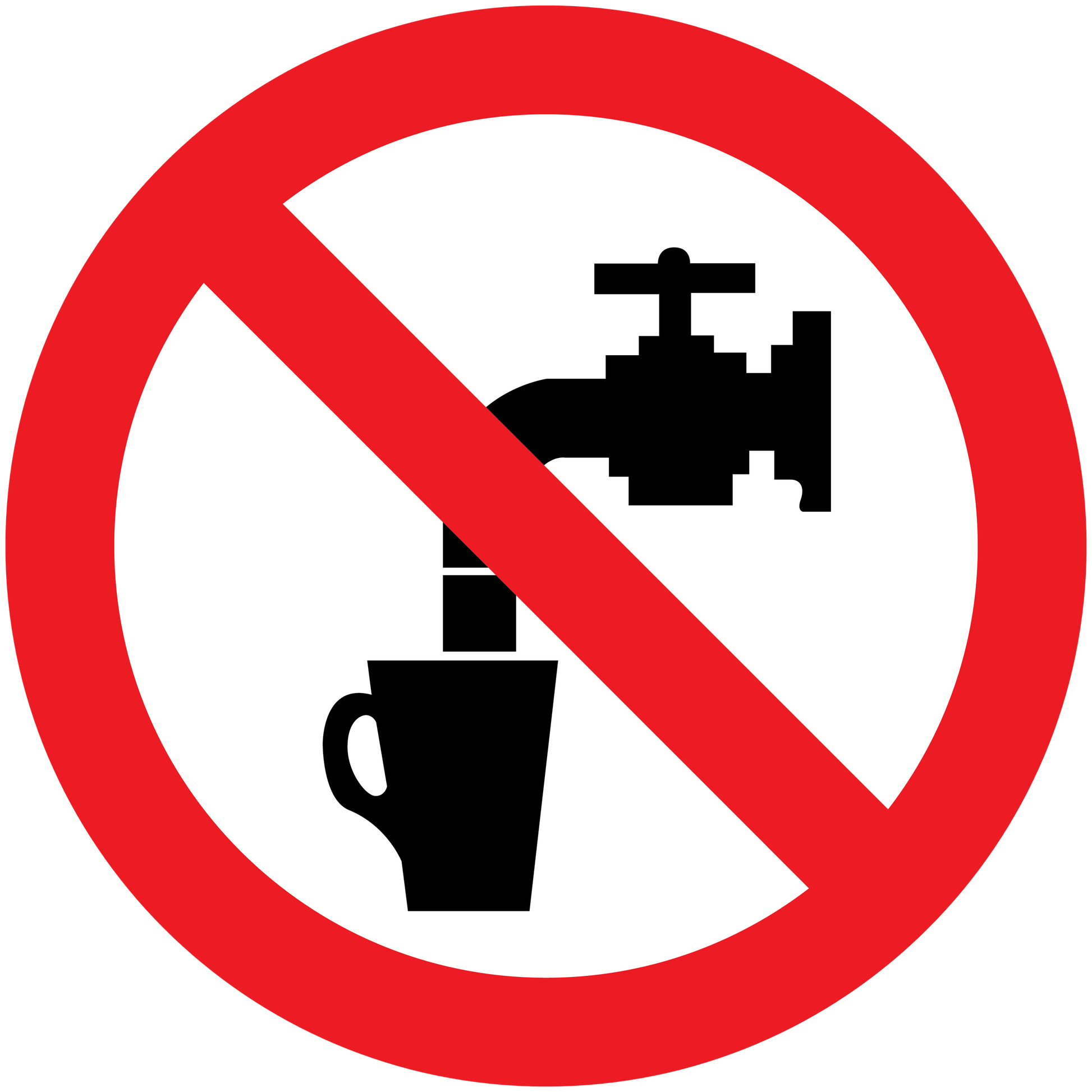 Do not drink sticker with red prohibition sign over drink cup icon