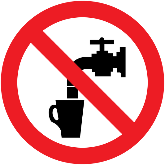 Do not drink sticker with red prohibition sign over drink cup icon
