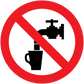 Do not drink sticker with red prohibition sign over drink cup icon
