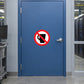 No drinks sticker with red prohibition sign over a black drink glass