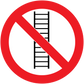 No Ladders warning sticker with red prohibition sign and ladder icon
