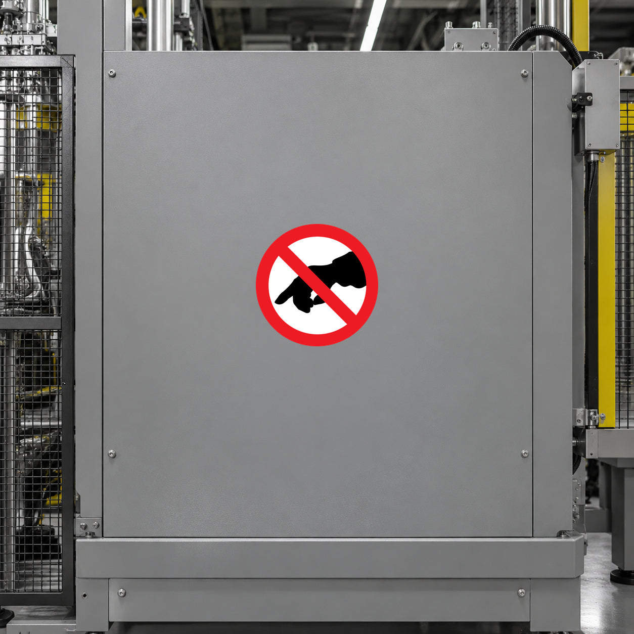 No pointing sticker with red prohibition symbol over a pointing hand