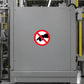 No pointing sticker with red prohibition symbol over a pointing hand