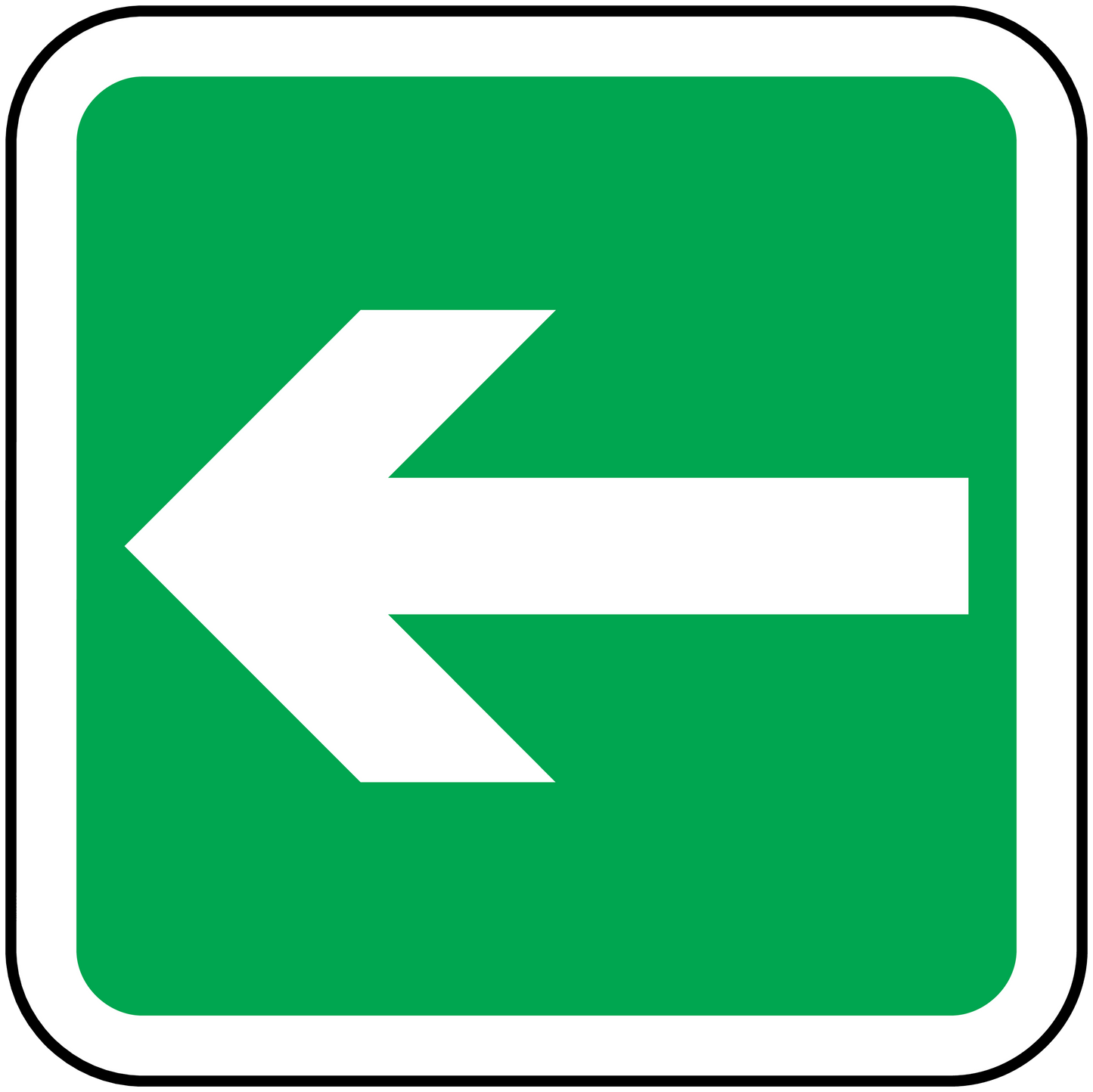 Green exit door down vinyl sticker with white left arrow