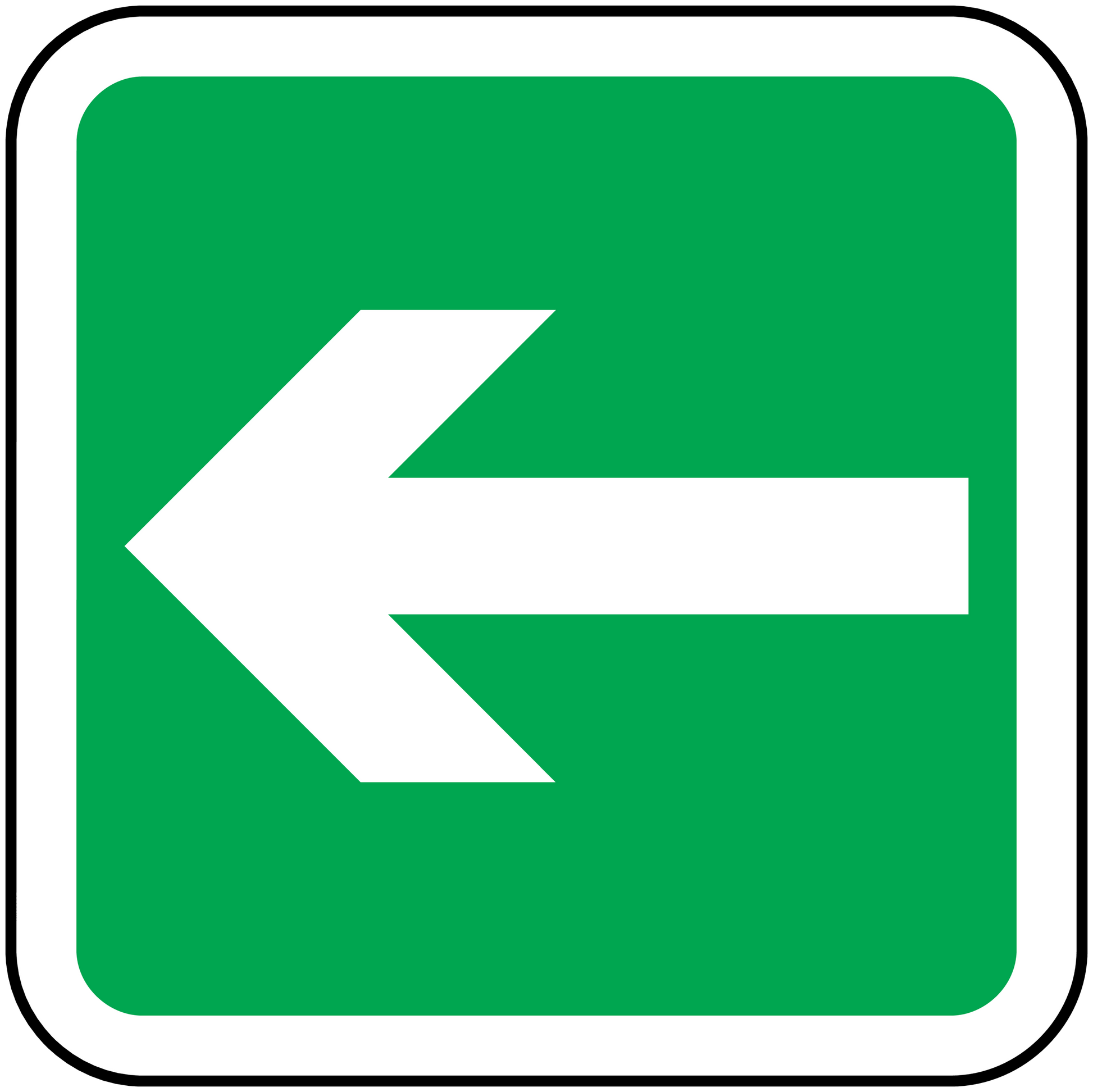 Green exit door down vinyl sticker with white left arrow