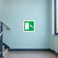 Emergency brace sticker with green square icon and white arrow on backing