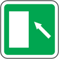 Emergency brace sticker, green square label with arrow and white panel