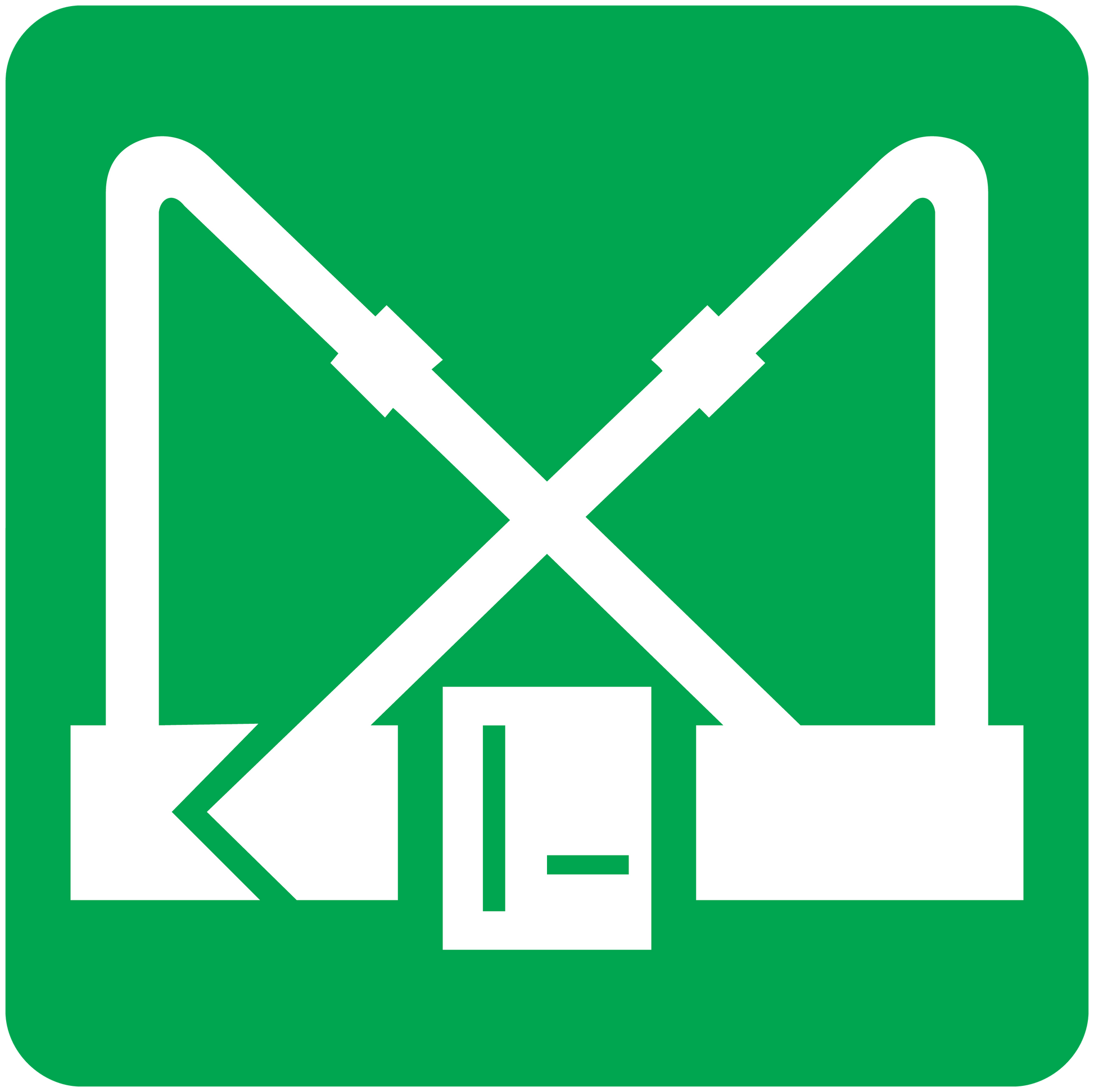 Emergency stairs up sticker with white icon on green background