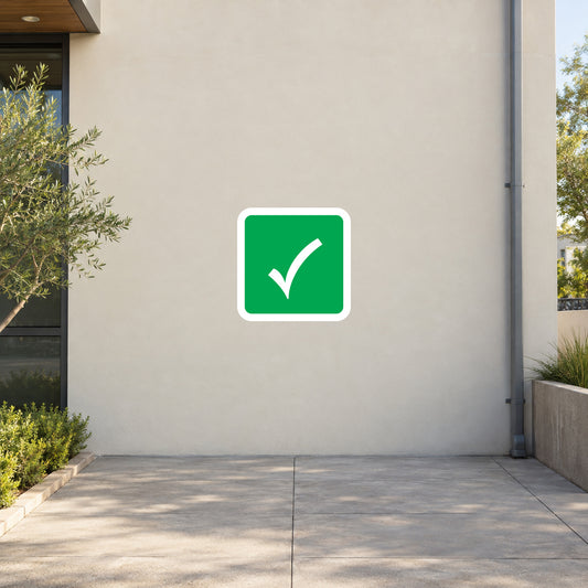 Green check mark sticker, square with white check
