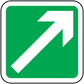 Green square sticker with a white arrow pointing up and to the right