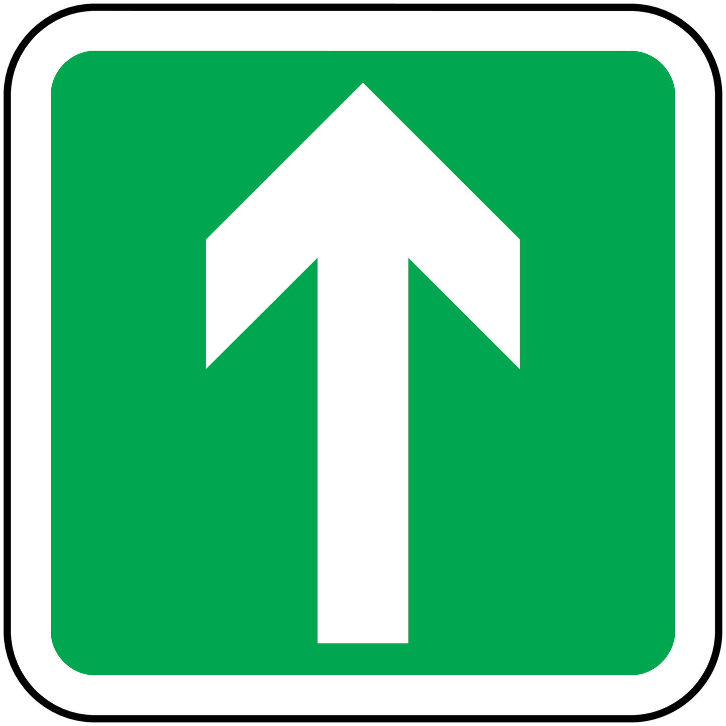 Green square arrow sticker with a white up arrow
