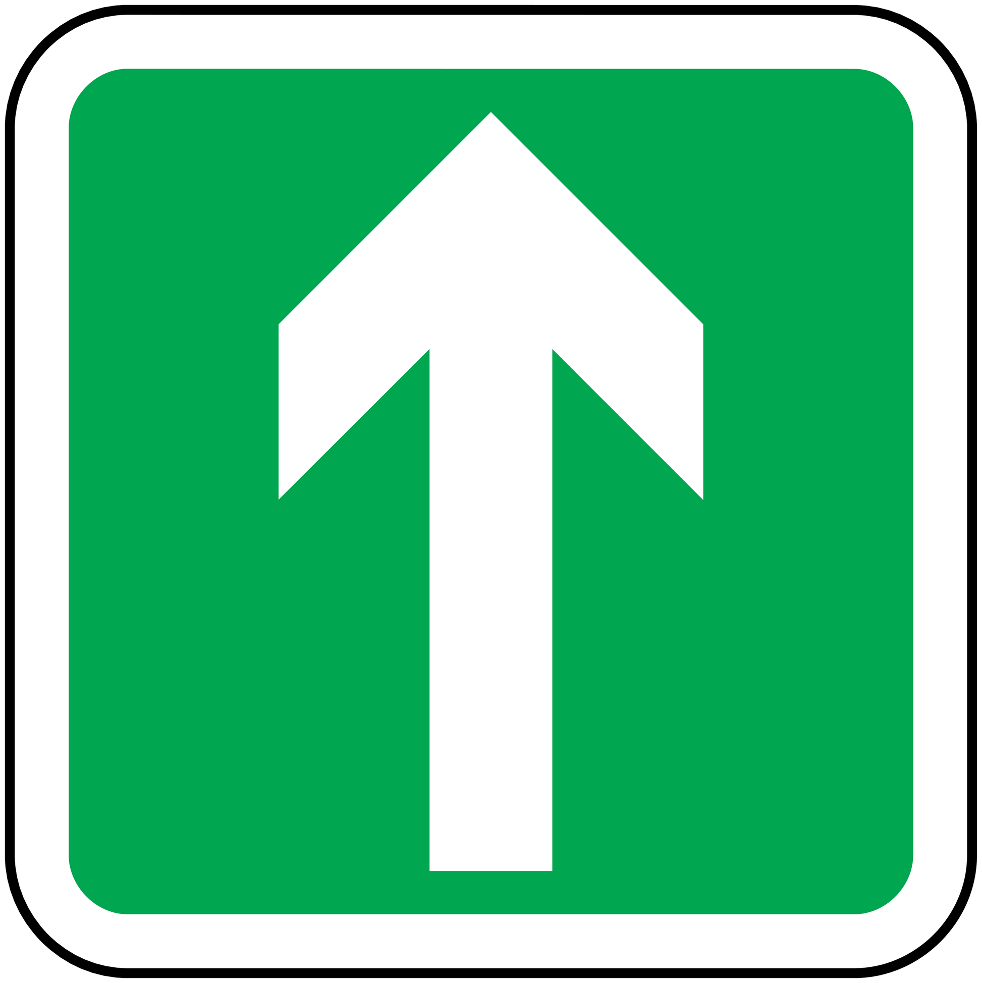 Green square arrow sticker with a white up arrow