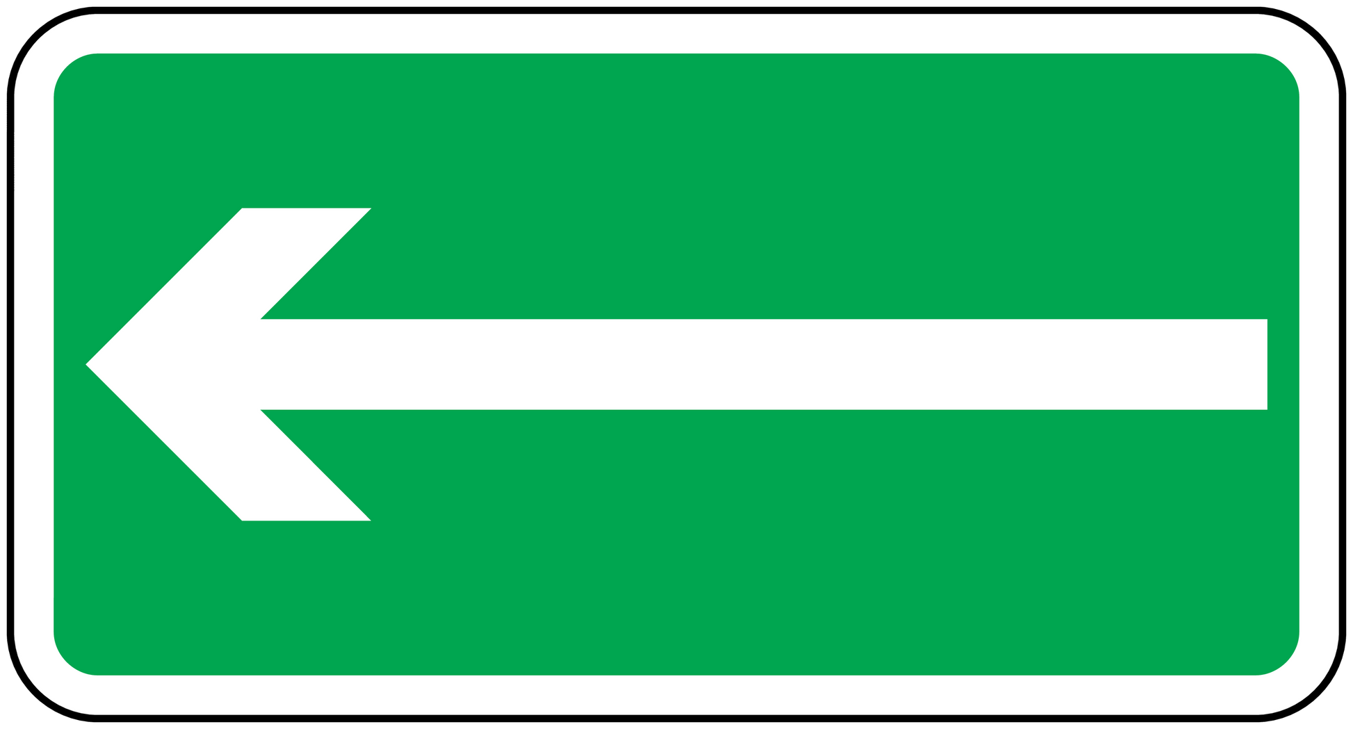 Green rectangle sticker with long white right arrow